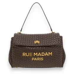 RUE MADAM PARIS für Damen. 1608 Braune XL-Tasche "Les Jours" mit Muster (OSFA), Klassisch, Polyurethan