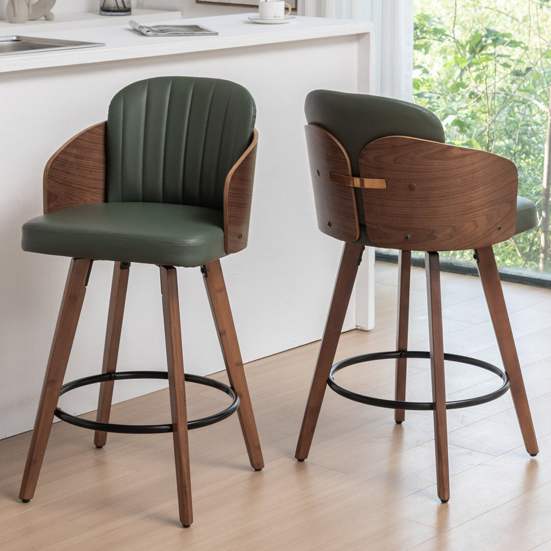 Blue Elephant Ljubka Swivel Bar Stool Green Bar Stool (77.1cm Seat Height)