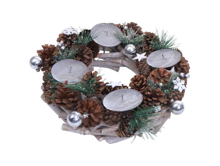 ADVENTSKRANZ MIT KERZEN Braun