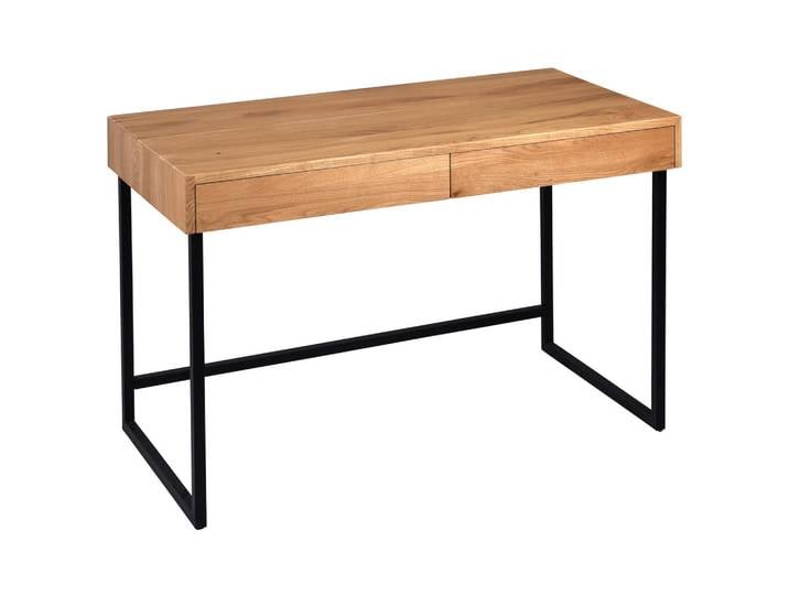 Livetastic Konsolentisch Schreibtisch, Schwarz, Wildeiche, Holz, Metall, Wildeiche, massiv, 2 Schublade(n) Schubladen, 60x75x120 cm, Holzmöbel, Holztische, Konsolentische Holz