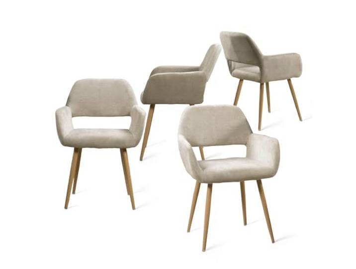 MEUBLE Cosy Esszimmerstühle 4er Set Küchenstuhl Polsterstuhl mit Armlehne Sessel aus Stoff Wohnzimmerstuhl Metallbeine