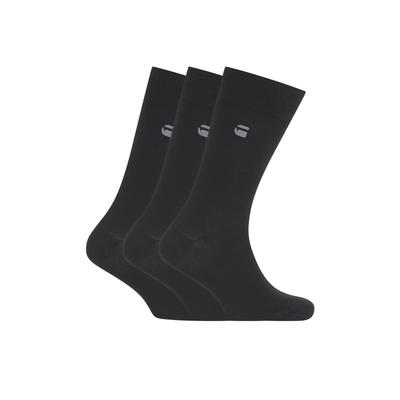 Socken G-STAR "SAGE, 3 PACK SOCKS", Herren, Gr. 40-43, schwarz, Baumwollmischung, unifarben, elastisch, Socken Socken, unifarben mit Logostickerei