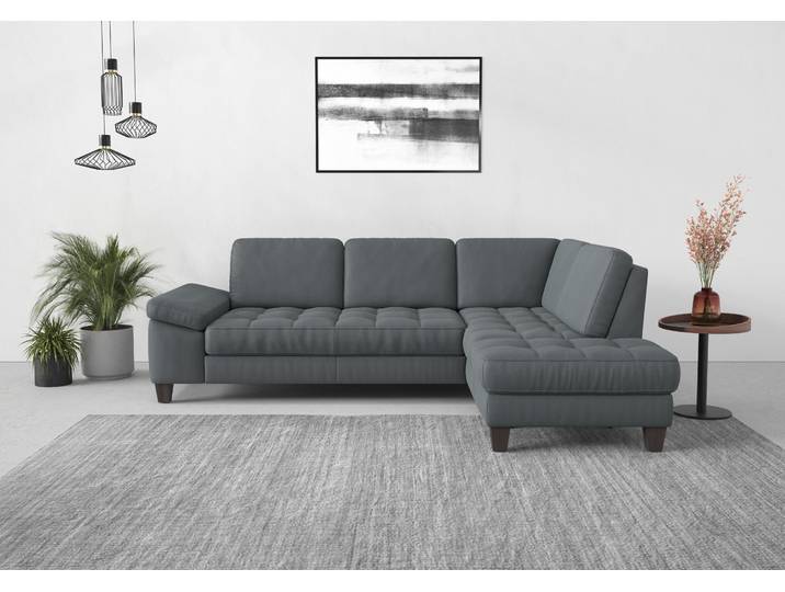 Ecksofa, Luxus-Mikrofaser, Grau, 261×179 cm, Ottomane Rechts, Handgefertigt, sit&more