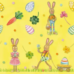 ti-flair 20 Servietten Papier 33x33cm 3-lagig - hochwertige Einweg Papierservietten Gastroservietten Osterservietten Motivservietten mit Osterhasen, Ostereiern
