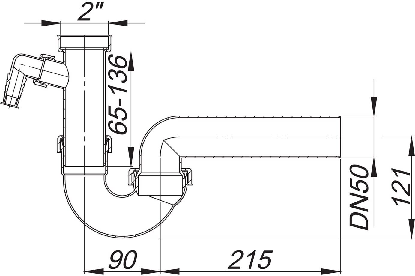 "Dallmer Röhren-Siphon 100/1, 2"" x DN 50"