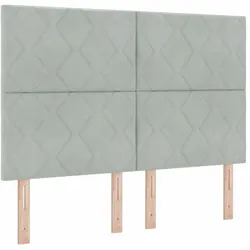 vidaXL, Boxspringbett, Boxspringbett Mit Matratze & Led Samt Hellgrau (160 x 200 cm)