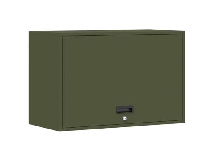 HGFDVCMR Garagenschrank Wandschrank Stahl Abschließbar Olivgrün Wandmontierter Stahlhängeschrank mit Gasdruckfeder für Wohnzimmer und Werkstatt. Abschließbares Fach bietet Schutz.