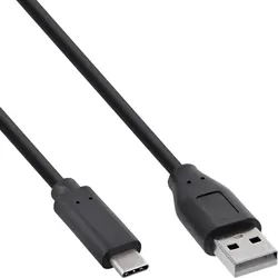 InLine USB 2.0 Kabel, USB-C Stecker an A Stecker, schwarz, 2m