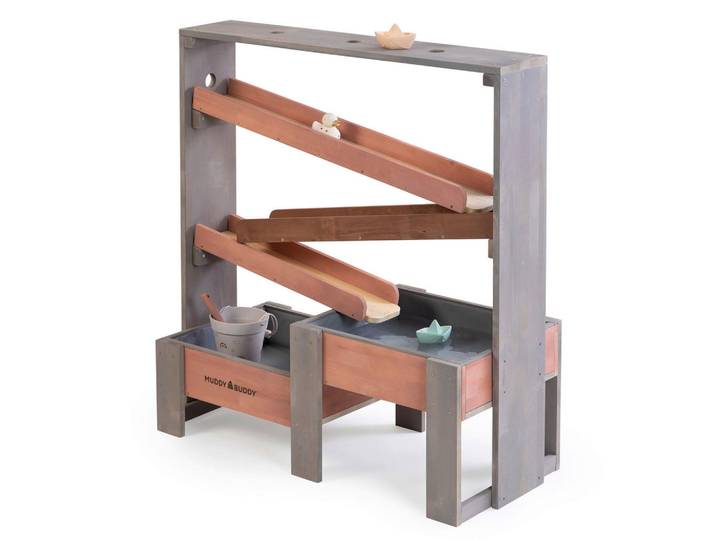 Muddy Buddy Wasserbahn, Grau, Altrosa, Holz, Zypresse, massiv, 44x105x100 cm, FSC 100%, EN 71, Spielzeug, Holzspielzeug
