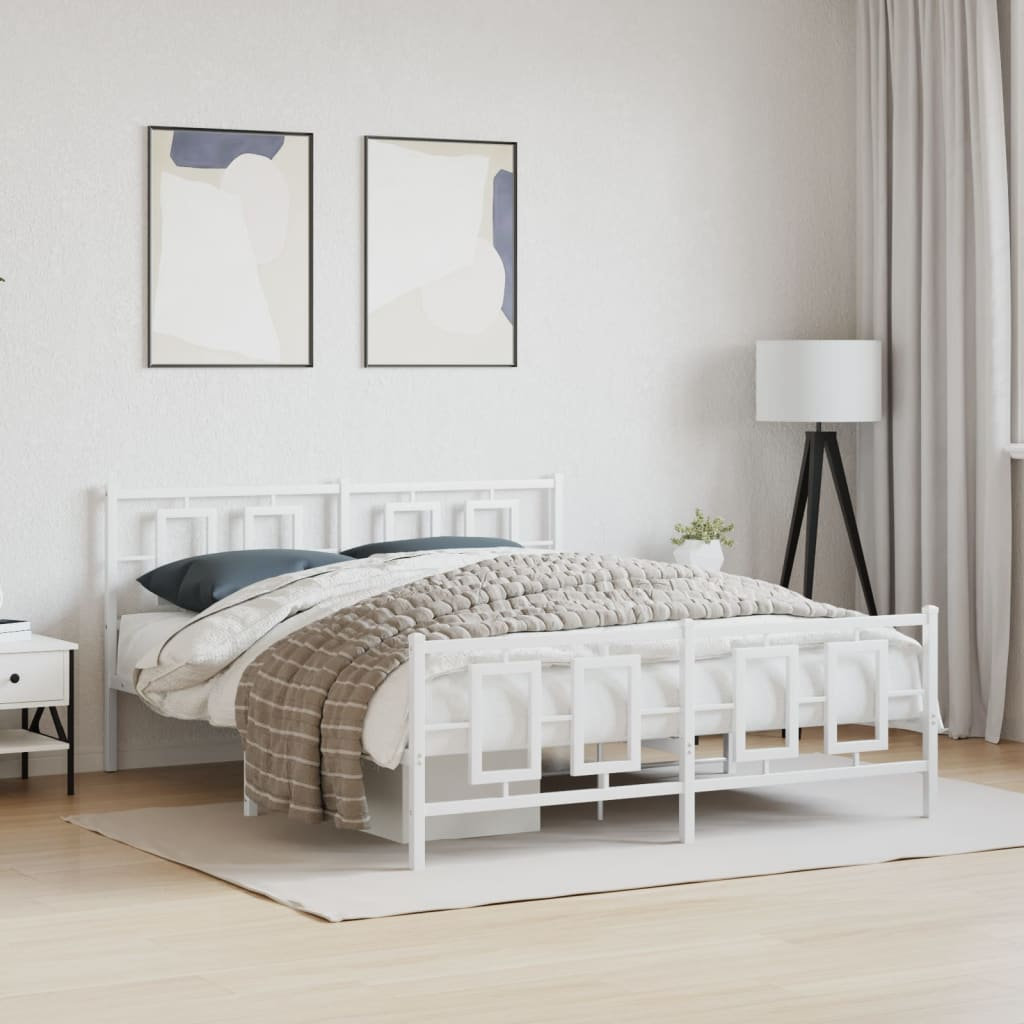 Brayden Studio Kingsize (5') Steel Bed Frame White 91cm H X 156cm W X 207cm L