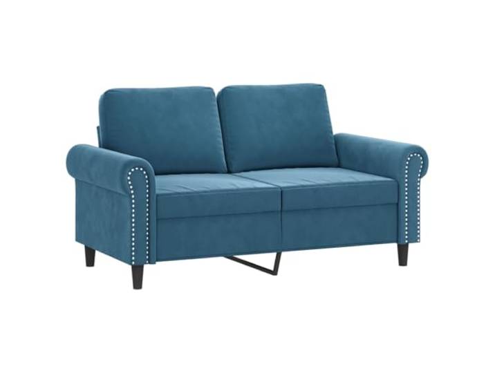 KTHLBRH 3-teiliges Sofaset aus blauem Samt mit Kissen Sessel mit Fußstütze, Gestell aus Metall und Sperrholz, Polsterung aus Schaumstoff
