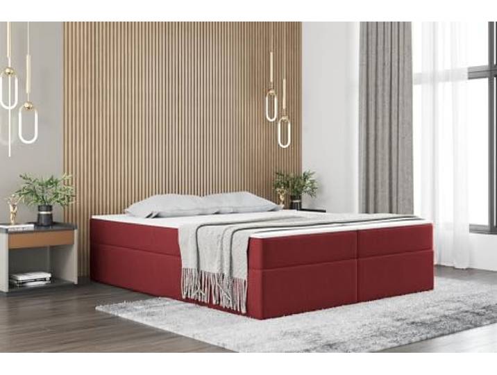 Fun Möbel Boxspringbett Dachschräge Bett PRIMA Stoff Soro (Rot, 120x200 cm)