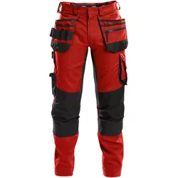 DASSY® Flux Multitaschen-Bundhose mit Stretch und Kniepolstertaschen - rot/schwarz - 54+5cm