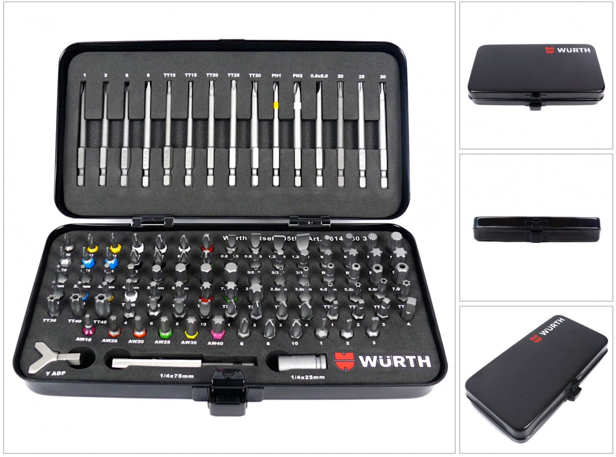 Würth 0614250300 universele gereedschapset - 105-delige bitset in robuuste metalen koffer