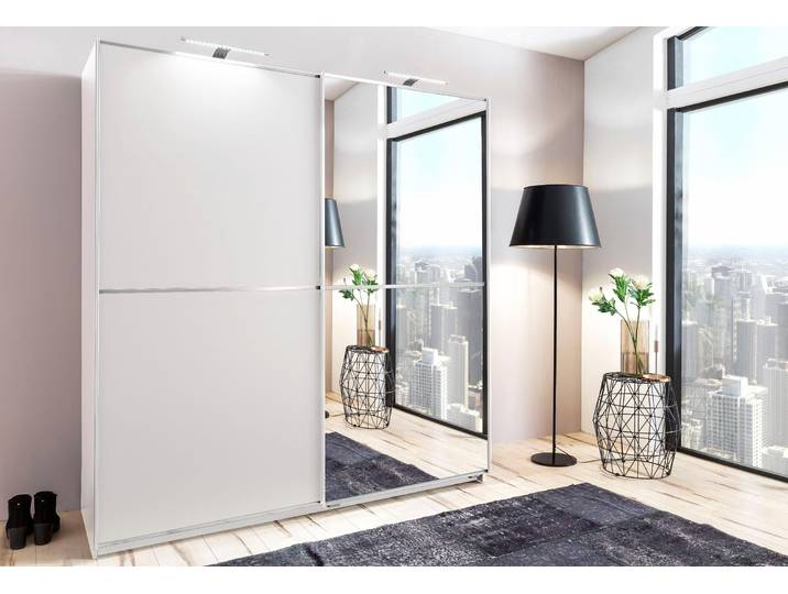 Schwebetürenschrank WIMEX Baden , weiss (weiß), B:180cm H:198cm T:64cm, Schränke, Schwebetürenschrank