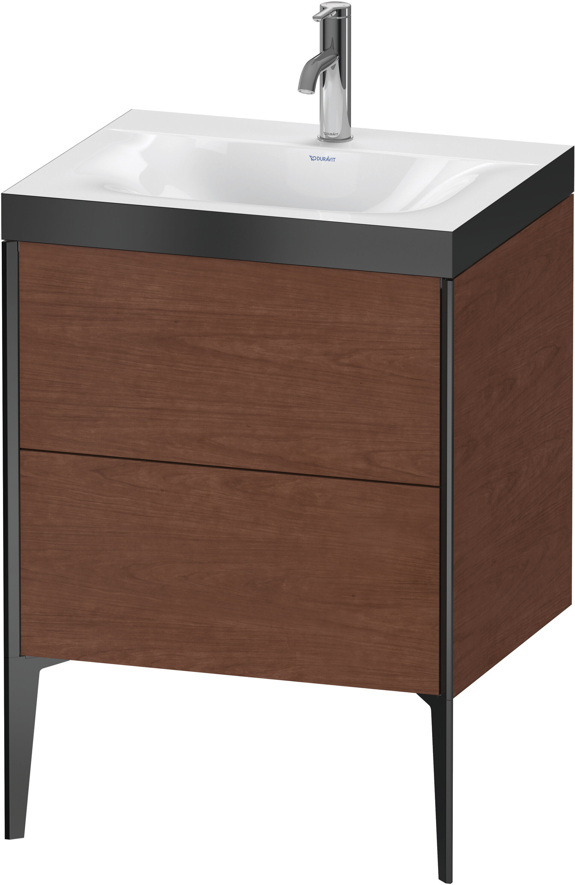 Duravit XViu Table de toilette XV4709OB213P 60x48cm, 2 2000 - out, Match2 trou de coulée, noir mat, Cadres P, noyer d' Amérique
