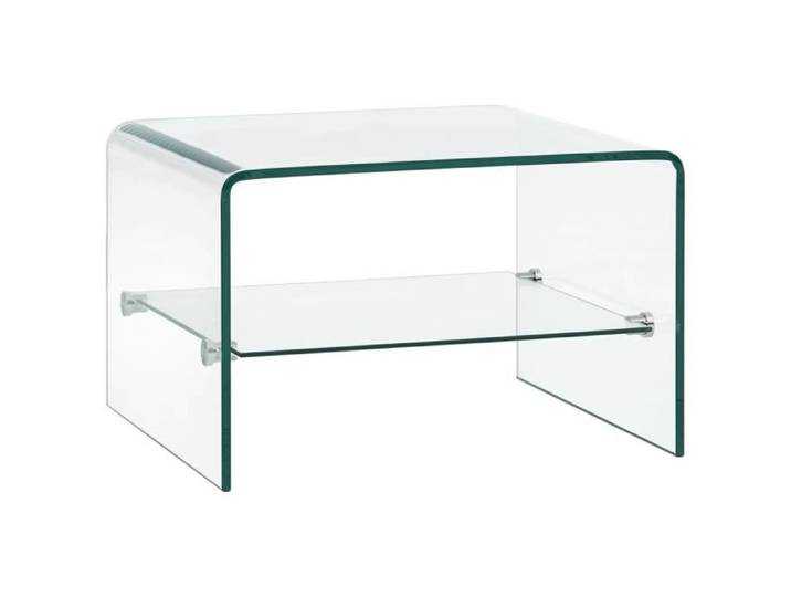 Table basse en verre trempé - Chic - Vintage - Avec étagère