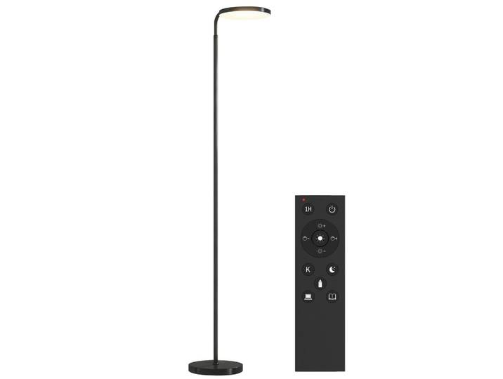 Homcom Stehlampe LED Dimmbar mit magnetischer Fernbedienung, Schwarz, Metall, LED integriert, 25x177x41 cm, Lampen & Leuchten, Innenbeleuchtung, Stehlampen