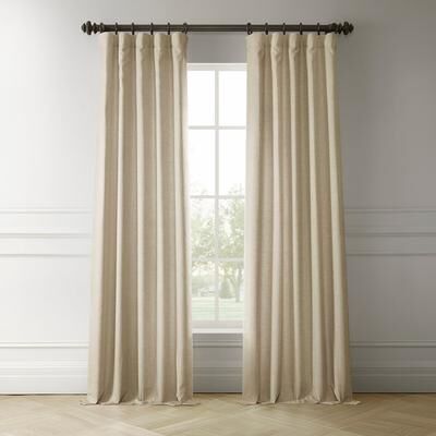 Exclusive Fabrics Italian Faux Linen Room Darkening Curtains for Bedroom & Living Room Curtains - Single Panel Window Curtains