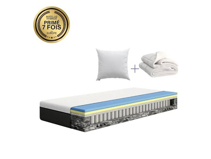 EMMA Pack Hybride 90x190 + Matelas Mémoire de Forme + Ressorts + Oreiller Emma Original Confort +