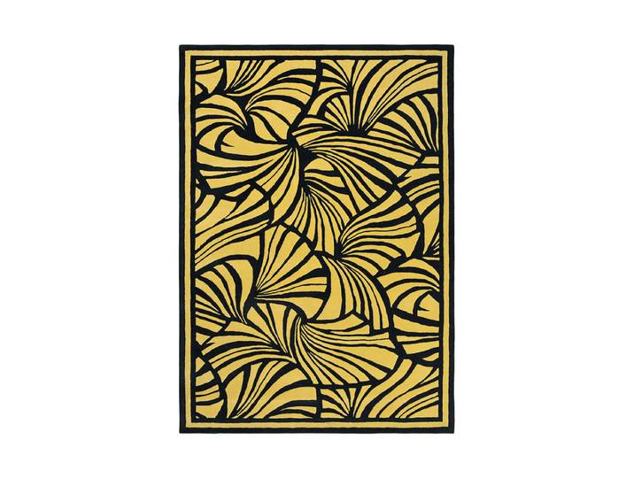 Designer Teppich „Japanese Fans“ - handgetuftet, aus 100% reiner Schurwolle Gold 250 x 350 cm Florence Broadhurst