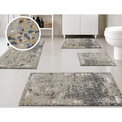 Badematte OTTO HOME "Hamsa, Badvorleger, Badezimmer Teppich, Duschvorleger", grau, H:15mm, Polyester, Badematten, Badematte, Badteppich, im Vintage-Look, Hoch-Tief-Effekt