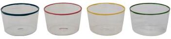Storied Home "Glass Bowls with Colored Edge - 4.0""L x 4.0""W x 2.5""H"