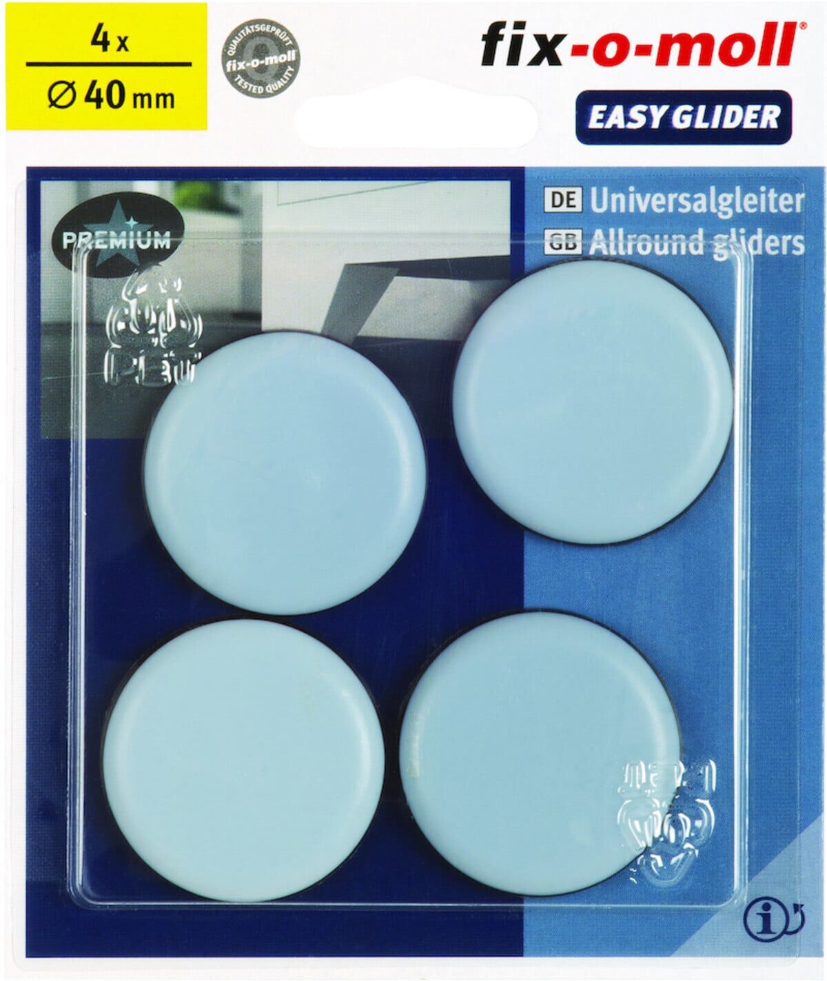 fix-o-moll SUKI, Gleiter rund, Durchmesser 40mm zum Kleben Kunststoff grau (3566482)