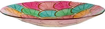 Evergreen 18 in. Bright Shell Glass Birdbath