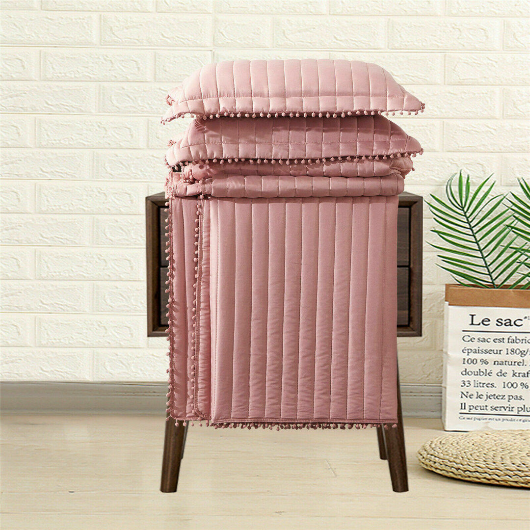 Ebern Designs Willmot Microfibre Bedspread Set Pink 270 x 250 cm Bedspread - 2 Pillowcases