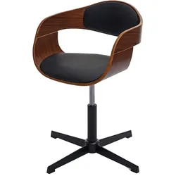 Bürostuhl MCW-H46, Schreibtischstuhl, höhenverstellbar Drehmechanismus Bugholz MVG ~ Walnuss-Optik, Kunstleder schwarz