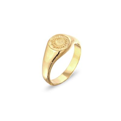 Siegelring HAZE & GLORY "Ring Siegelring - Sacred Sun 925 Silber" Gr. 66, gold, Fingerringe, Herren, 66, Silber 925 (Sterlingsilber), Siegelring