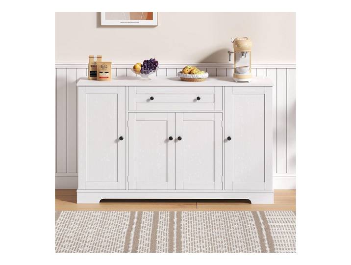 LuxusKollektion Küchenbuffet Küchenbuffet Sideboard Schublade Einlegeböden Kippschutz Weiß