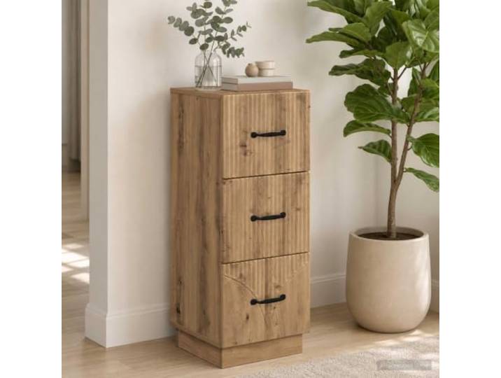 KGHFDVB Schubladenschrank 33 x 34,5 x 87 cm Holzwerkstoff Artisan-Eiche Vintage-Design, Stangengriffe, Mehrere Schubladen, Robust, Pflegeleicht