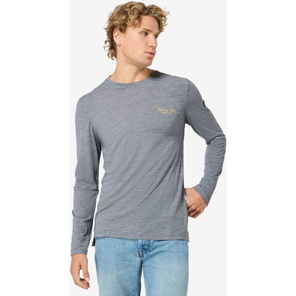 Super.Natural M Apres Ski LS cashmere grey melange/various (35G) XXL SNMP0211335GXXL