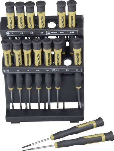 Proxxon Micromot MICRO Elektrotechnik und Feinwerktechnik Schraubendreher-Set 15teilig Schlitz, Kreuzschlitz Phillips