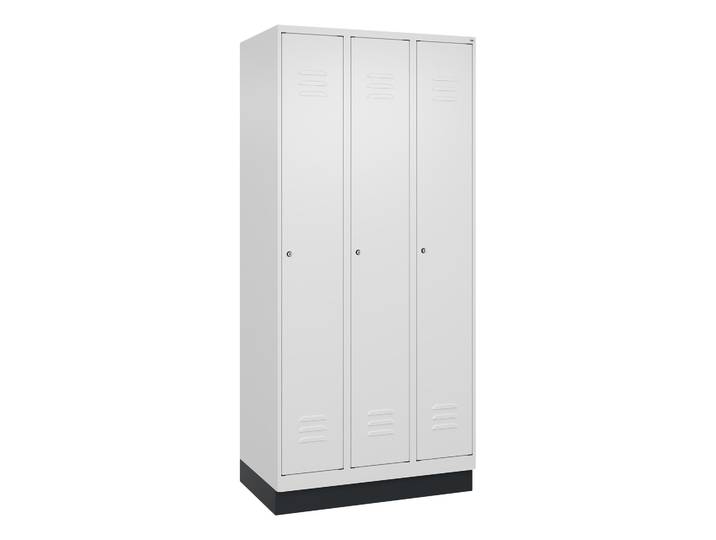 C+P Classic PLUS wardrobe locker, White, with 3 doors, with key, New Robust - ideal for offices and reception areas