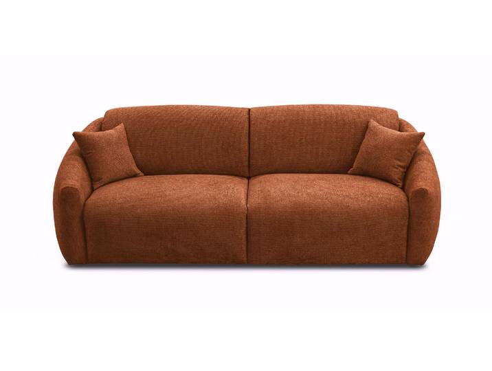 MOUGINS - Canapé convertible 3 places - Velours chenille, Rouille