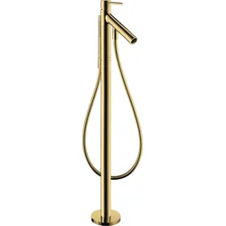 Hansgrohe AXOR Starck Einhebel-Wannenmischer bodenstehend, Polished Gold Optic, Ausladung 156 mm, Keramikmischsystem, für Durchlauferhitzer geeignet
