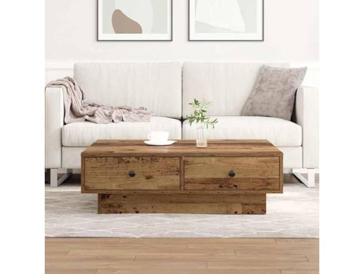 TEKGHUT Couchtisch Altholz 90 x 90 x 28 cm Holzwerkstoff Poliert Moderner Stil, robuste Konstruktion, viel Stellfläche, einfache Montage, pflegeleichte Oberfläche
