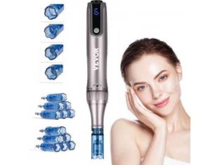 VEVOR Stylo de Microneedling Visage M8S, Stylo Derma Électrique avec 12 Aiguilles Anti-reflux, Appareil de Beauté Professionnel à 6 Vitesses Variables, Longueur d'Aiguille Réglable 0-2,5 mm, Écran LCD