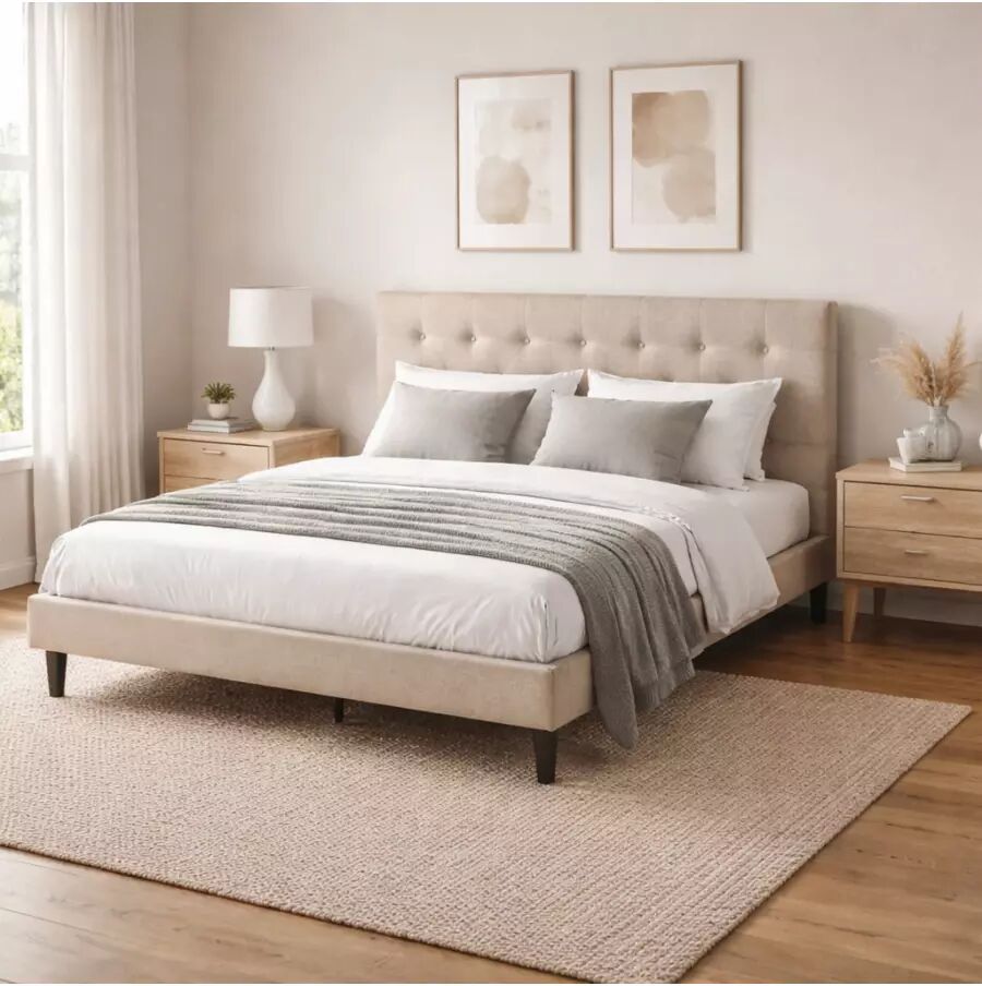 BellaHome LETTO MATRIMONIALE PARIGI BEIGE 160X200X102H CM