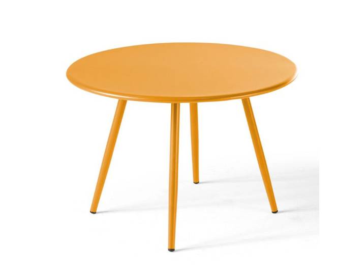 Table basse de jardin ronde en métal jaune 40 cm