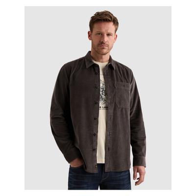 Langarmhemd PME LEGEND, Herren, Gr. XL, N-Gr, braun (obsidian), Cord, Obermaterial: 100% Baumwolle, normal normal, Hemden, Cord- Qualität mit Waffelmusterstruktur