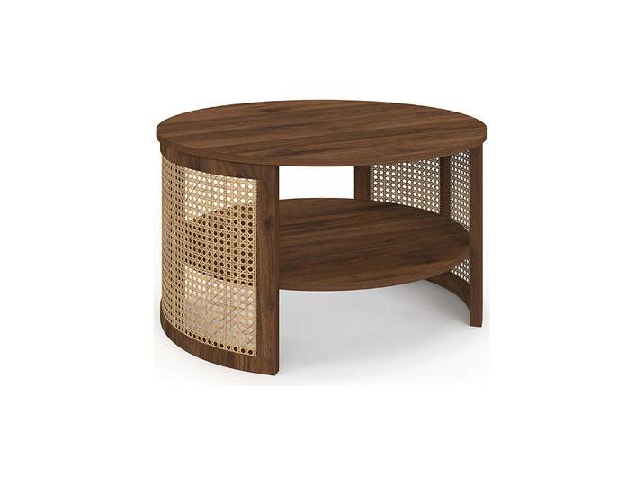 IDOMYA Factory Couchtisch Eve in Braun/ Beige - (H)40 x Ø 70 cm