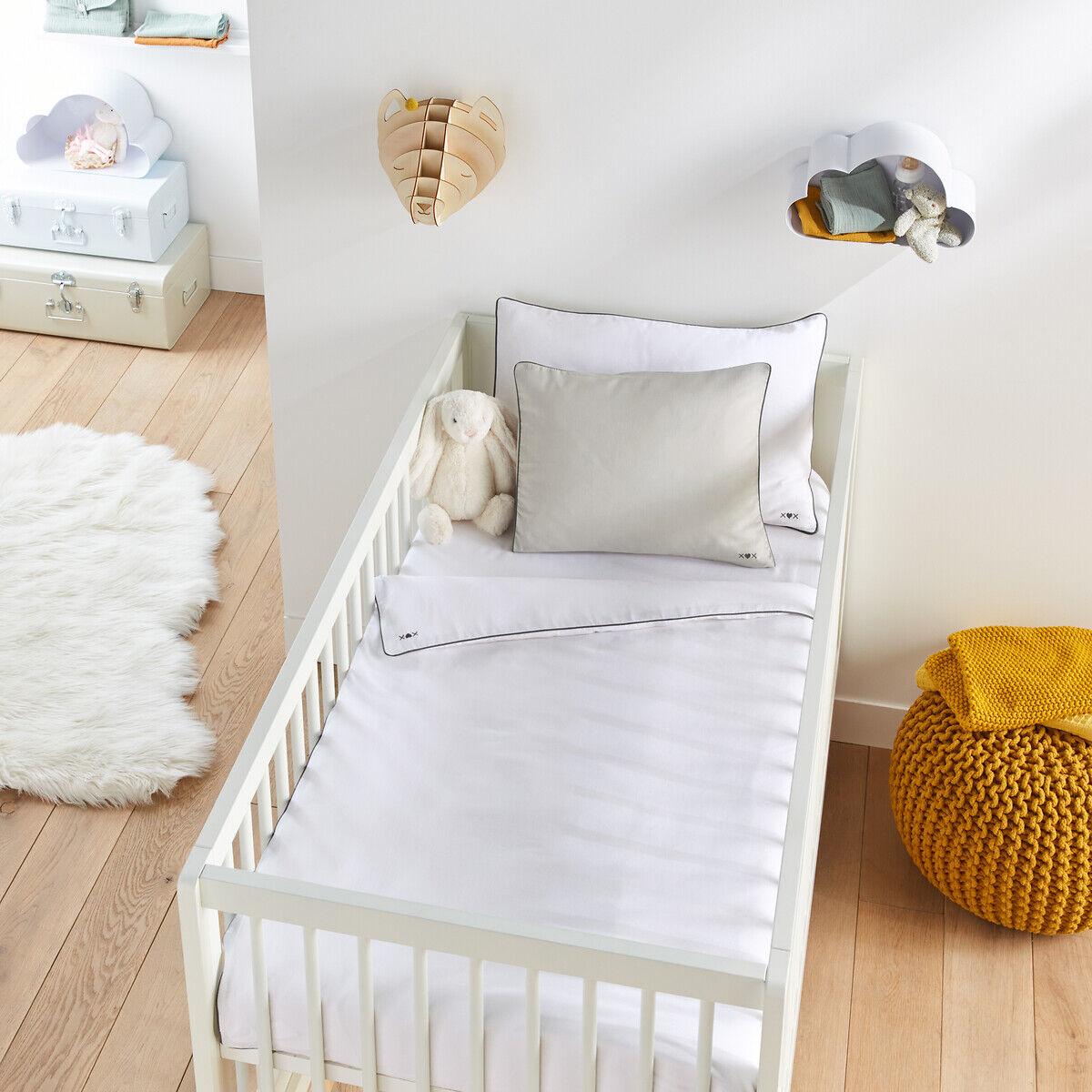 LA REDOUTE INTERIEURS Lot de 2 draps housses coton, uni
