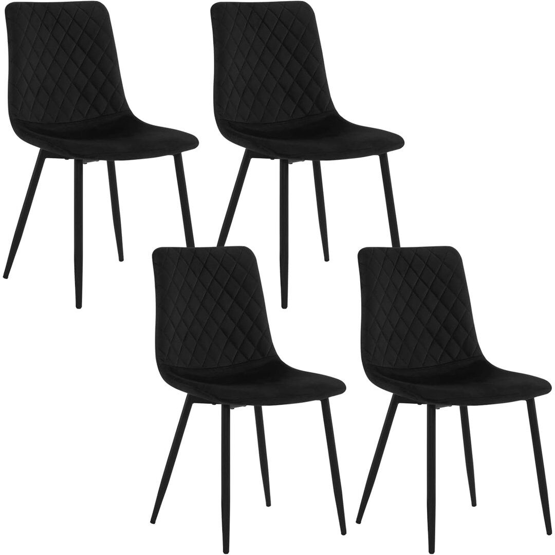 George Oliver Elian 43.5cm H Velvet Upholstered Full Back Side Chair Black 81cm H X 44cm W X 43.5cm D