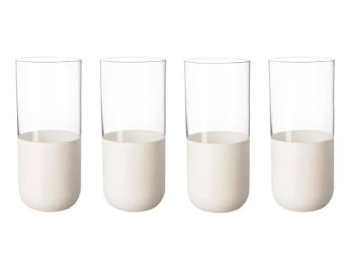 Villeroy & Boch - Manufacture Rock blanc Longdrink-Glas Set 4 teilig Weiß, Glas, Außergewöhnliche Gläser, Trinkgläser groß, Caipirinha Gläser, Mojito Gläser, Cocktail Gläser, Kristallglas