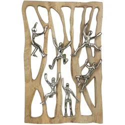 Moritz Dekofigur Together We Rise 50,5 cm aus Mangoholz und Aluminium Wanddekoration mit kletternden Figuren Symbol für Zusammenhalt und Motivation