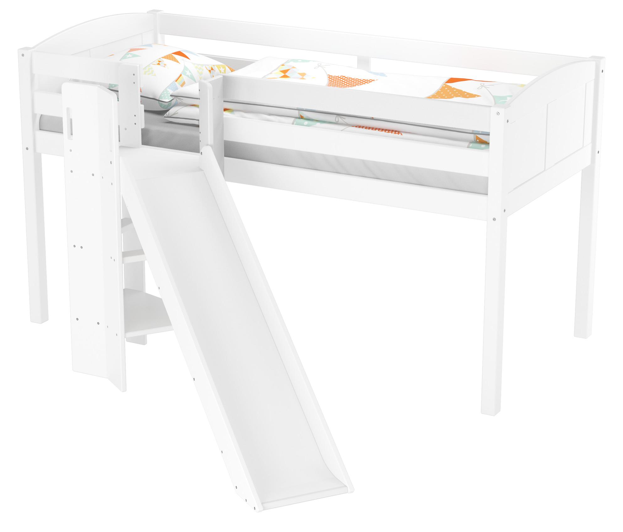 Schönes Spielbett für Kinder mit Rutsche 90x200 Kiefer weiß V-60.21W-09ohne Zubehör